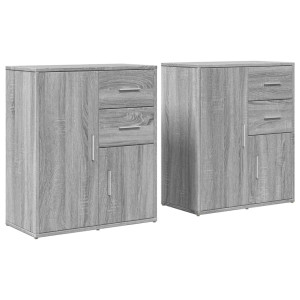 Aparador de madera de ingeniería 2 uds gris Sonoma 60x31x70 cm H