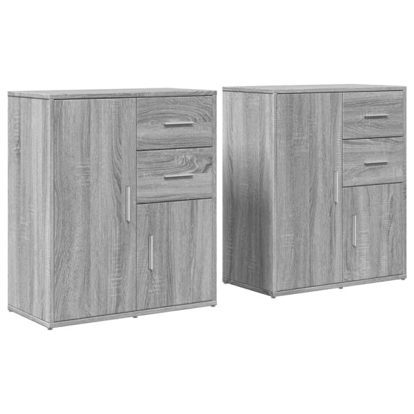 Aparador de madera de ingeniería 2 uds gris Sonoma 60x31x70 cm M 2