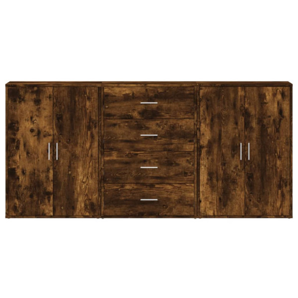 Aparadores 3 pcs 60x31x84 cm derivados madeira carvalho fumado M 4