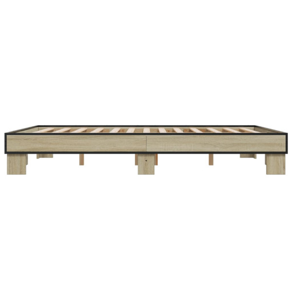 Estructura cama madera ingeniería metal roble Sonoma 150x200 cm M 5