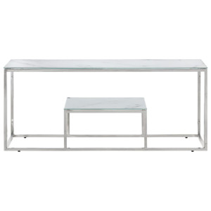 Mesa de centro aço inoxidável e vidro temperado prateado H