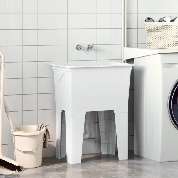 Fregadero de lavadero de resina blanco 59x41x75 cm M 3