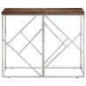 Mesa consola acero inoxidable madera maciza traviesa plateado 2