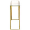 Mesa consola acero inoxidable dorado y vidrio templado 3