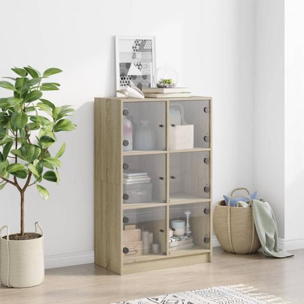 Aparador alto con puertas madera roble Sonoma 68x37x109 cm M 3