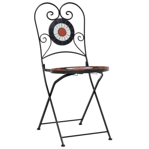 Cadeiras de bistrô dobráveis 2 pcs cerâmica terracotta e branco M 4