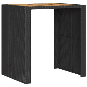 Mesa de jardín superficie de madera ratán PE negro 105x80x110cm H