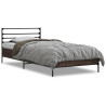 Estructura cama madera ingeniería metal marrón roble 100x200 cm 3