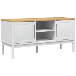 Mueble de TV FLORO madera maciza de pino blanco 114x43x55 cm H