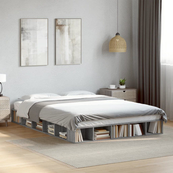 Estructura de cama madera de ingeniería gris Sonoma 160x200 cm M 3