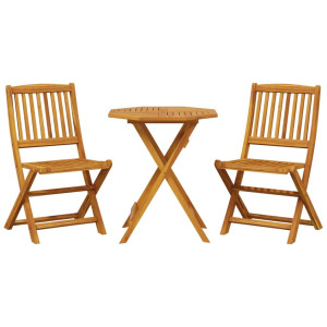 Muebles cafetería plegables 3 pzas madera maciza acacia H