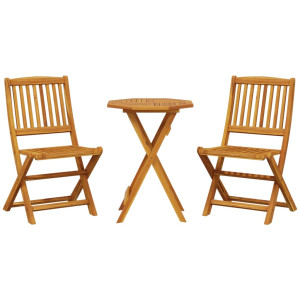 Muebles cafetería plegables 3 pzas madera maciza acacia H
