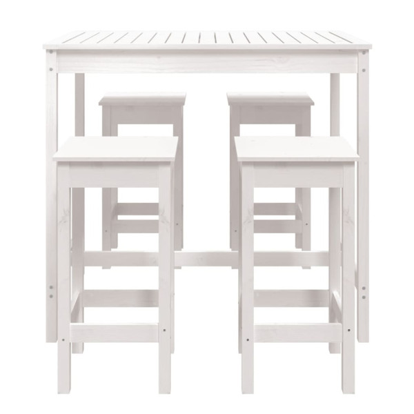 5 pcs conjunto de bar para jardim pinho maciço branco M 4