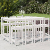 9 pcs conjunto de bar para jardim pinho maciço branco 1