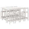 Mesa y taburetes altos jardín 9 pzas madera maciza pino blanco 2