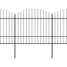 Cerca de jardim com topo em lanças (1.5-1.75)x11.9 m aço preto 2
