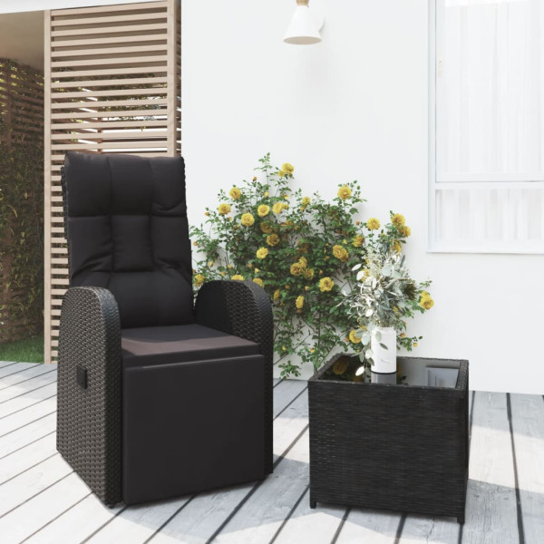 2 pcs conjunto lounge para jardim vime PE e aço preto D