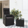 2 pcs conjunto lounge para jardim vime PE e aço preto 1
