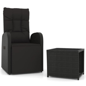 2 pcs conjunto lounge para jardim vime PE e aço preto H