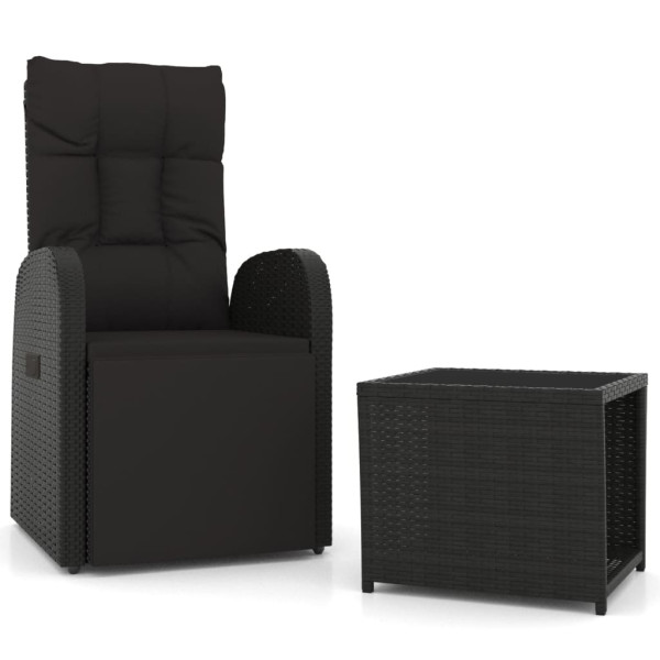 2 pcs conjunto lounge para jardim vime PE e aço preto M 2