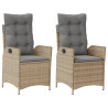 Sillones reclinables jardín y cojines beige mix 2 uds ratán PE 2