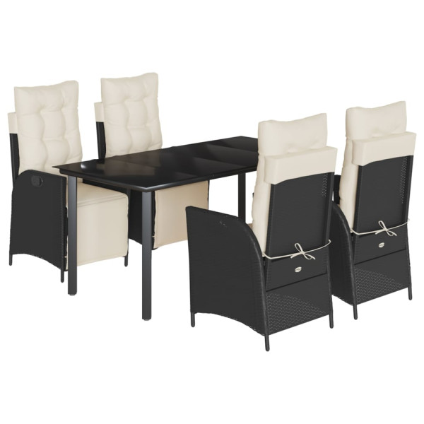 Set de muebles jardín 5 pzas con cojines ratán sintético negro M 2