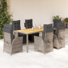 Set comedor jardín 7 pzas y cojines ratán sintético gris 1