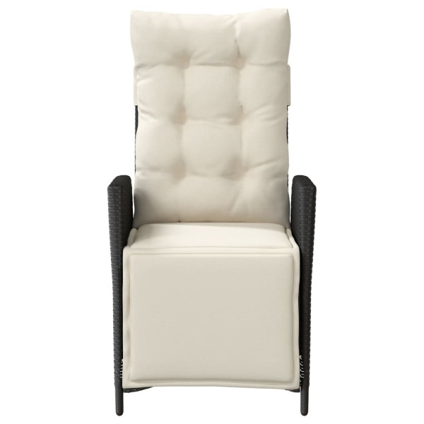 Sillones reclinables jardín con reposapiés 2 uds ratán PE negro M 5