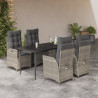 Set comedor de jardín 5 pzas cojines ratán sintético gris claro 1