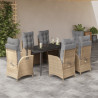 Set comedor de jardín 7 pzas con cojines ratán sintético beige 1