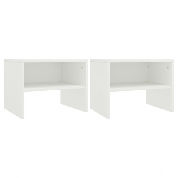 Mesitas de noche 2 uds madera contrachapada blanco 40x30x30 cm M 2