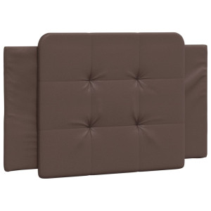Cabecero de cama acolchado cuero sintético marrón 80 cm H