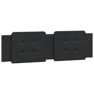 Cabecero de cama acolchado cuero sintético negro 180 cm H