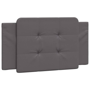 Cabecero de cama acolchado cuero sintético gris 100 cm H
