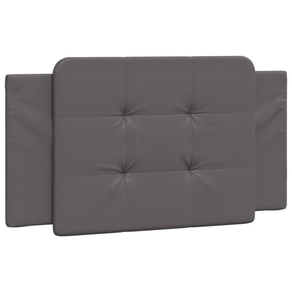 Cabecero de cama acolchado cuero sintético gris 100 cm M 2