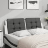 Cabecero de cama acolchado cuero sintético negro blanco 140 cm 1