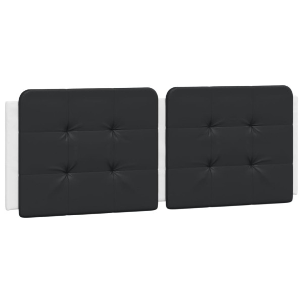 Cabecero de cama acolchado cuero sintético negro blanco 140 cm M 2
