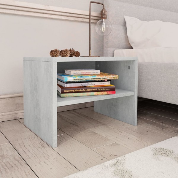 Mesita de noche madera contrachapada gris hormigón 40x30x30 cm D