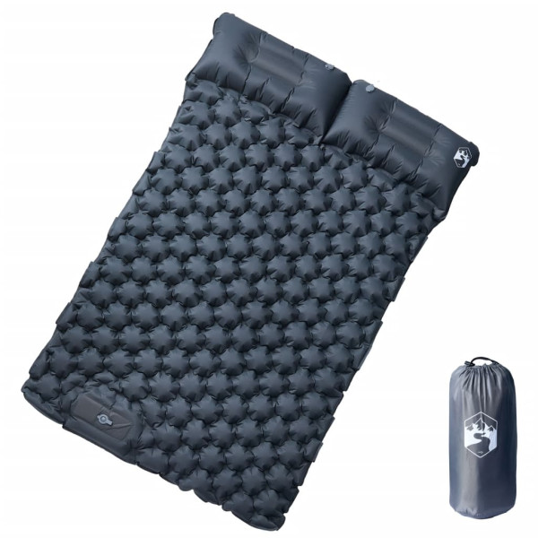 Colchón de camping autoinflable con almohadas 2 personas gris D