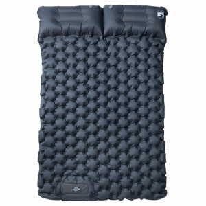 Colchón de camping autoinflable con almohadas 2 personas gris H