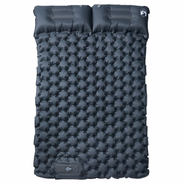 Colchón de camping autoinflable con almohadas 2 personas gris M 2