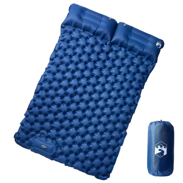 Colchón de camping autoinflable con almohadas 2 personas azul D