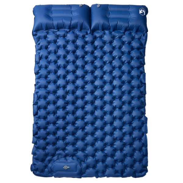 Colchón de camping autoinflable con almohadas 2 personas azul M 2