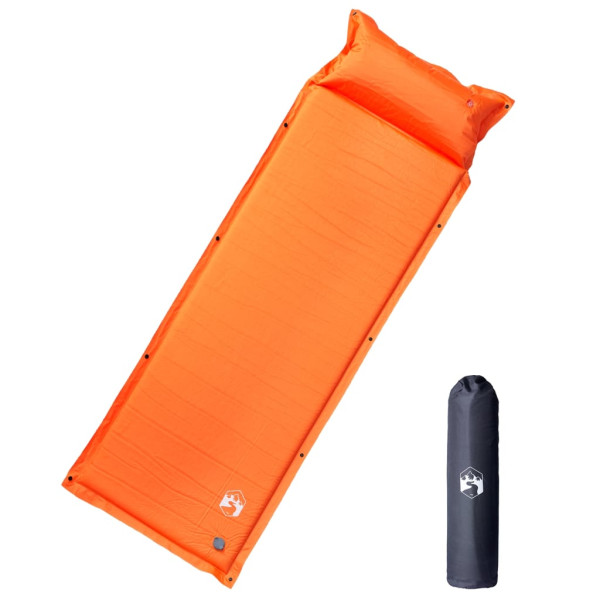 Colchón de camping autoinflable con almohada integrada naranja D