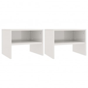 Mesas-de-cabeceira 2 pcs 40x30x30cm aglomerado branco brilhante H
