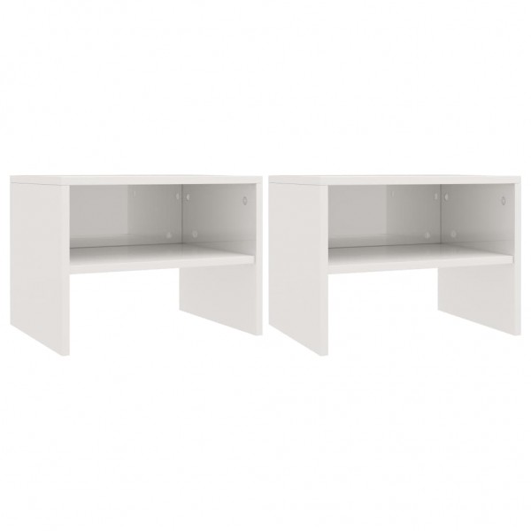 Mesas-de-cabeceira 2 pcs 40x30x30cm aglomerado branco brilhante M 2