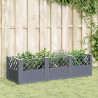 Jardinera con clavijas PP gris 123.5x43.5x43.5 cm 1