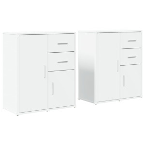 Aparador de madera de ingeniería 2 uds blanco 60x31x70 cm H