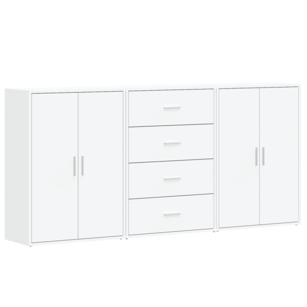 Aparadores 3 pcs 60x31x84 cm derivados de madeira branco M 2