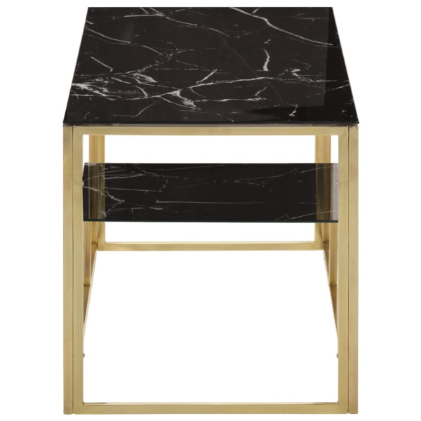Mesa de centro aço inoxidável e vidro temperado dourado M 3